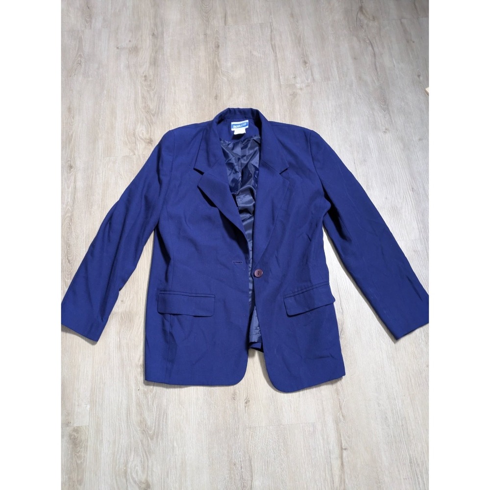 Vintage Pendleton Blazer Jacket 10 Rayon Blue Womens Size 10 notched lapel